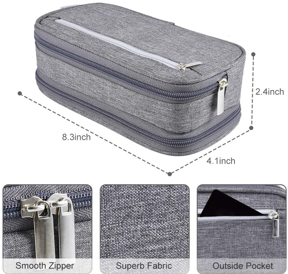 Large Capacity Pencil Case - School Pencil Case - Storage Case - Large Capacity Pencil Case for Boys and Girls - Student Office Supplies - Grijs