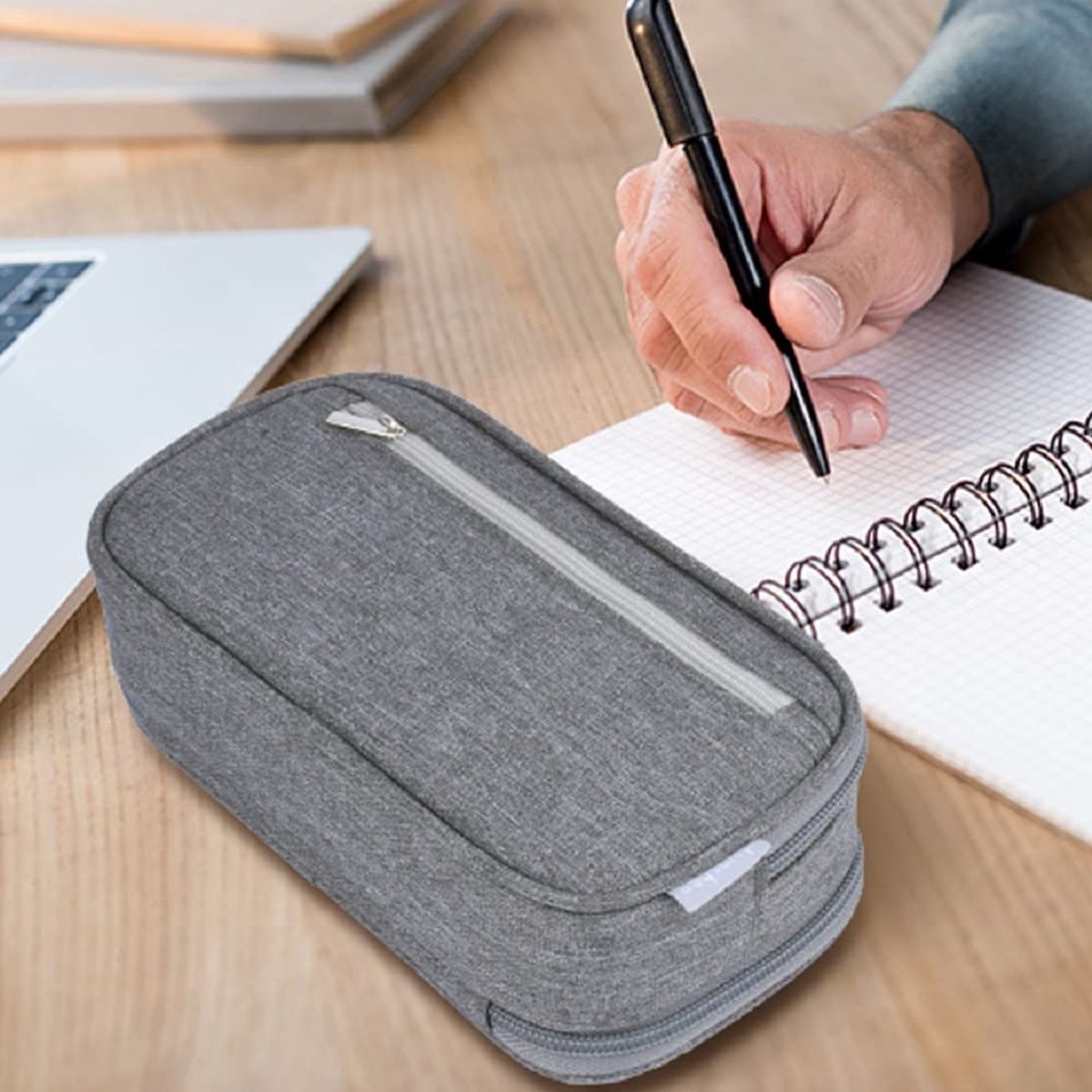 Large Capacity Pencil Case - School Pencil Case - Storage Case - Large Capacity Pencil Case for Boys and Girls - Student Office Supplies - Grijs