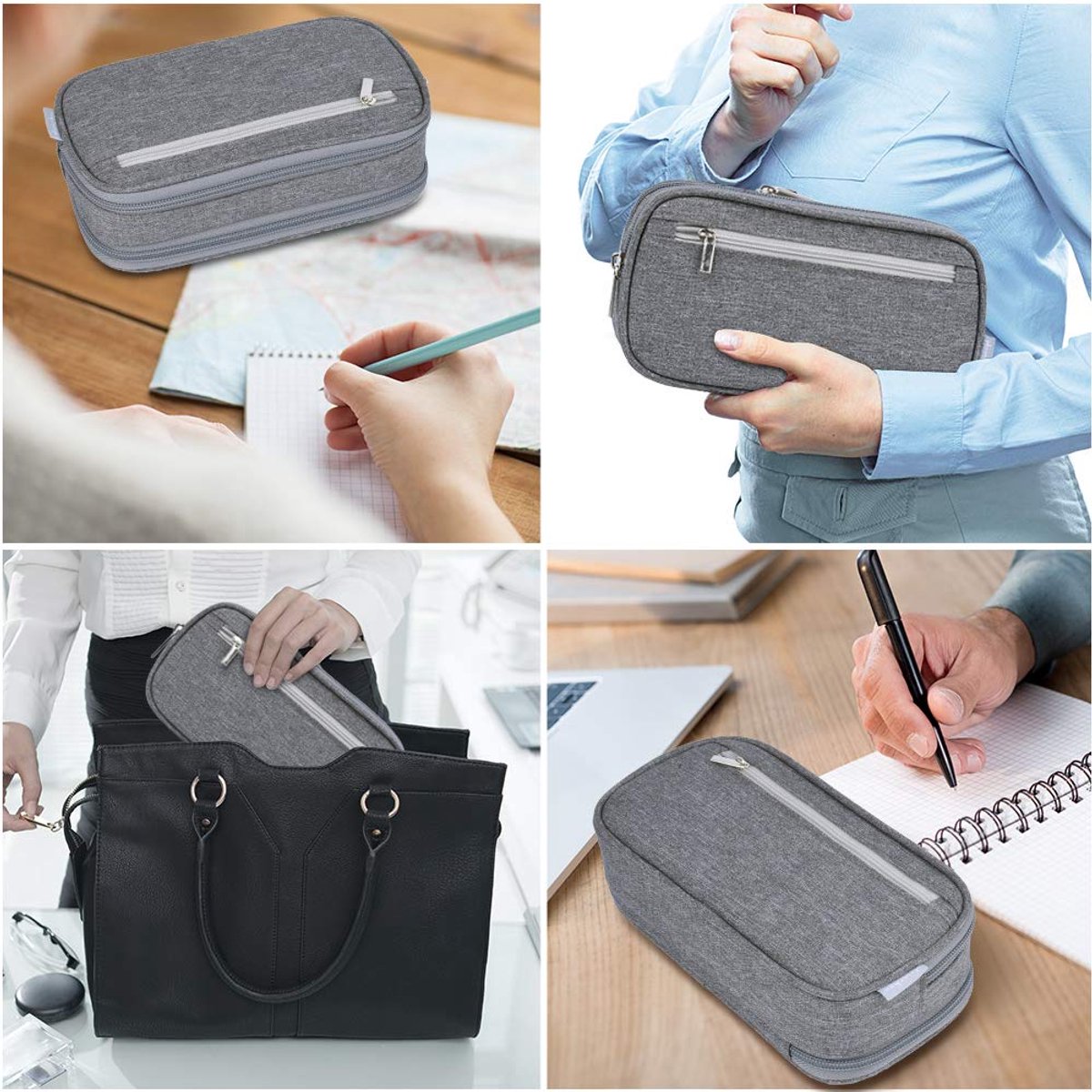 Large Capacity Pencil Case - School Pencil Case - Storage Case - Large Capacity Pencil Case for Boys and Girls - Student Office Supplies - Grijs