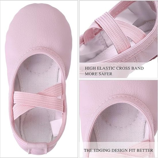 Women's Ballet Shoes – Ballet Shoes for Girls – Purple-Pink – Soft PU Leather Dance Shoes with Non-Slip Sole – Suitable for Ballet, Yoga & Home Use – For 8.5 UK Child