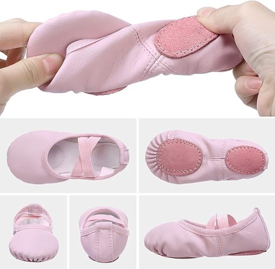 Women's Ballet Shoes – Ballet Shoes for Girls – Purple-Pink – Soft PU Leather Dance Shoes with Non-Slip Sole – Suitable for Ballet, Yoga & Home Use – For 9 UK Child