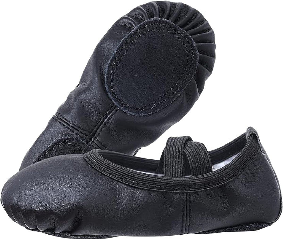 Women's Ballet Shoes – Ballet Shoes for Girls – Black – Soft PU Leather Dance Shoes with Non-Slip Sole – Suitable for Ballet, Yoga & Home Use – For 2.5 UK