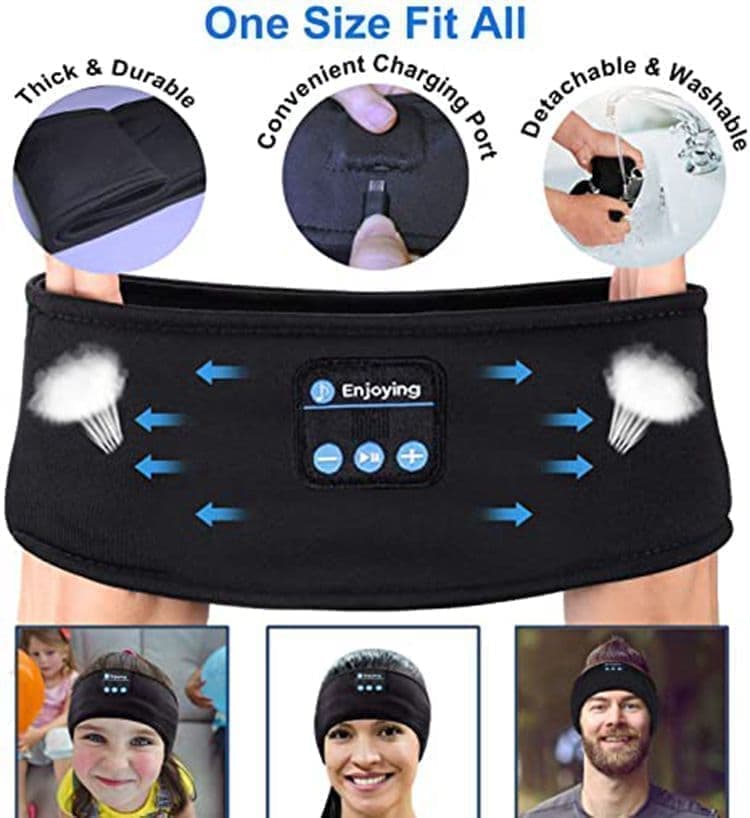 Bluetooth Sleep Headphones Headband with Eye Mask, One Size