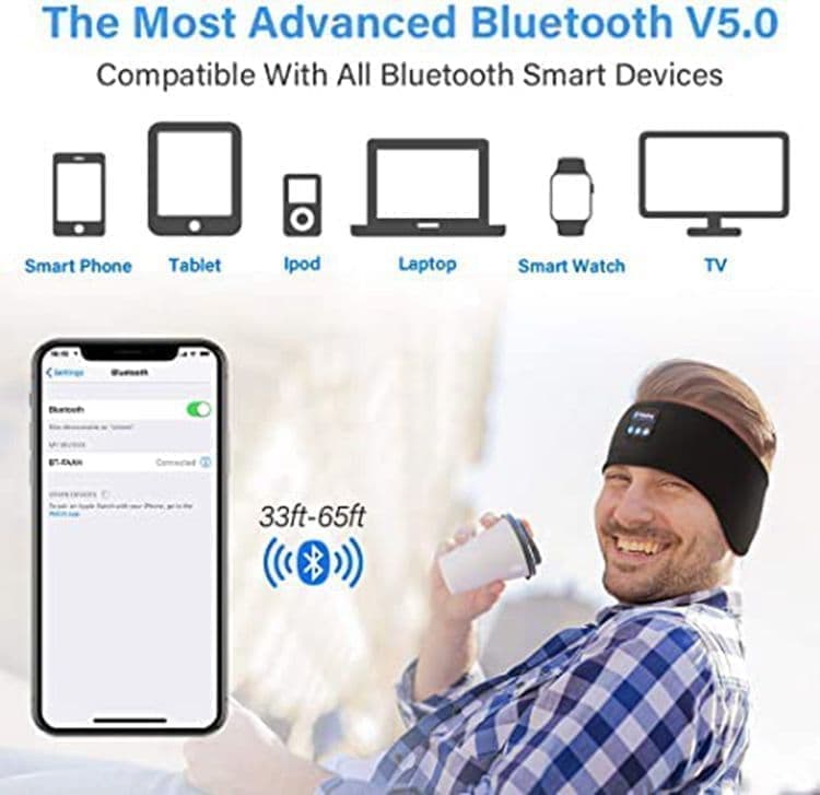 Bluetooth Sleep Headphones Headband with Eye Mask, One Size