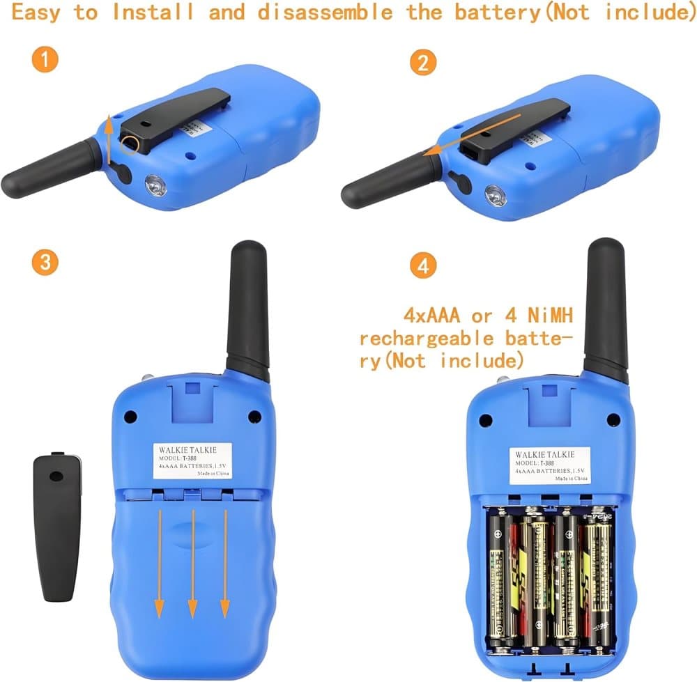 2-Pack Kids Walkie Talkies with 3 km Range, Blue