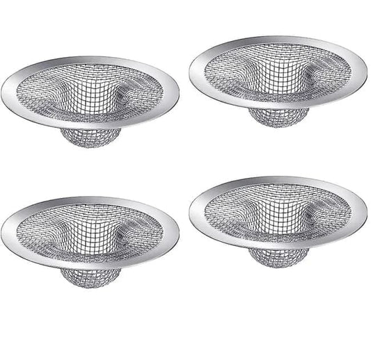 4-Pack Stainless Steel Sink Strainers, Compatible with Most Bathtubs and Showers, 3.5 inches