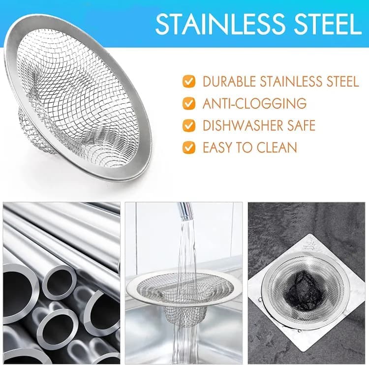 4-Pack Stainless Steel Sink Strainers, Compatible with Most Bathtubs and Showers, 3.5 inches