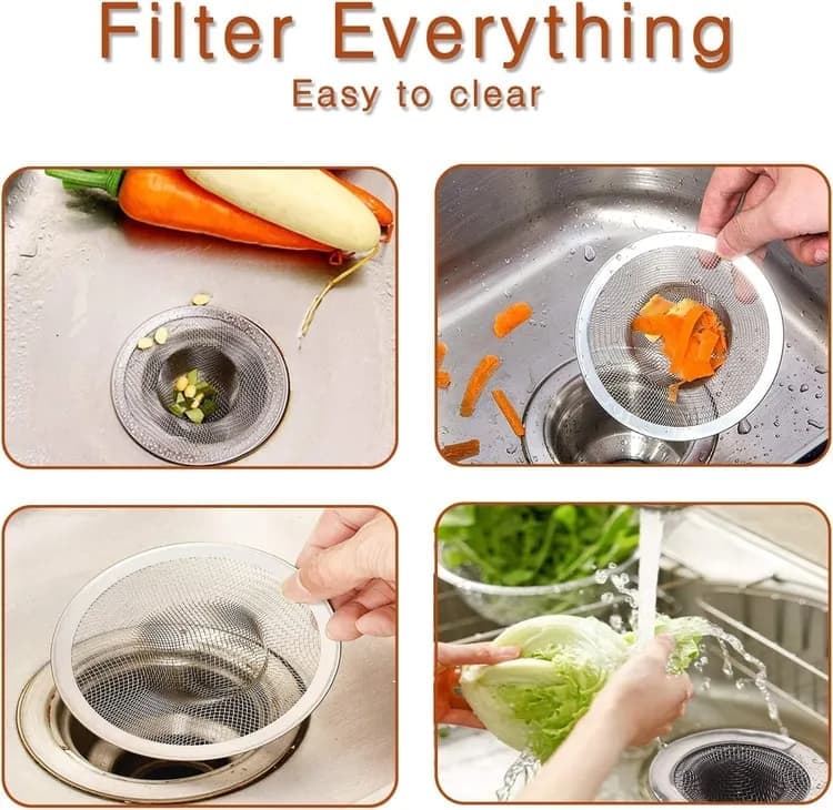 4-Pack Stainless Steel Sink Strainers, Compatible with Most Bathtubs and Showers, 3.5 inches