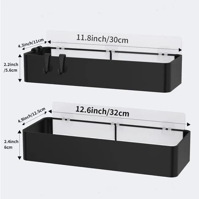 2-Pack Stainless Steel Shower Shelf, Drill-Free Bathroom Storage for Shampoo, 12x4x6 Inches