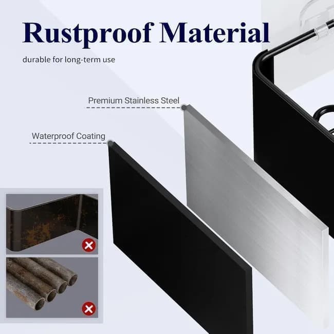2-Pack Stainless Steel Shower Shelf, Drill-Free Bathroom Storage for Shampoo, 12x4x6 Inches