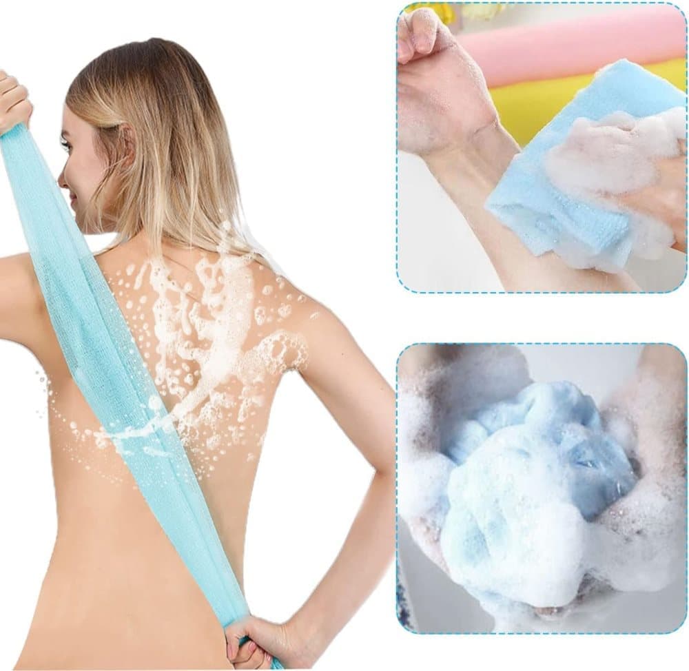 4pcs Multicolor Nylon Japanese Exfoliating Shower Scrub Washcloth Towel, Soft Body Cleaning Sponges
