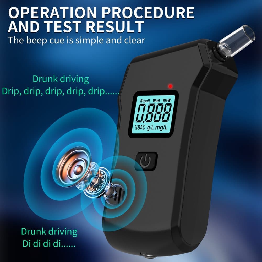 Portable Breathalyzer Alcohol Tester with LCD Display, High-Precision Professional Analyzer