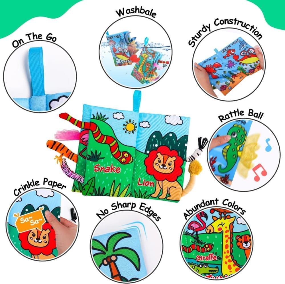 2-Pack Baby Cloth Book, Soft Learning and Sensory Activity Toy for Infants, 2 books