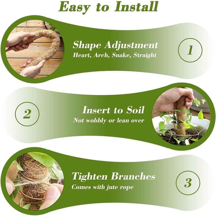 4 Bendable Moss Stakes for Climbing Plants, 100cm, Plant Support for Ivy and Monstera (4mm)