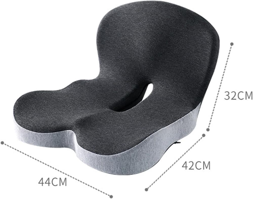 Ergonomic Memory Foam Seat Cushion with Lumbar Support and Tailbone Protection for Office Chairs, Driving and Home, Dark Gray, L-Shaped