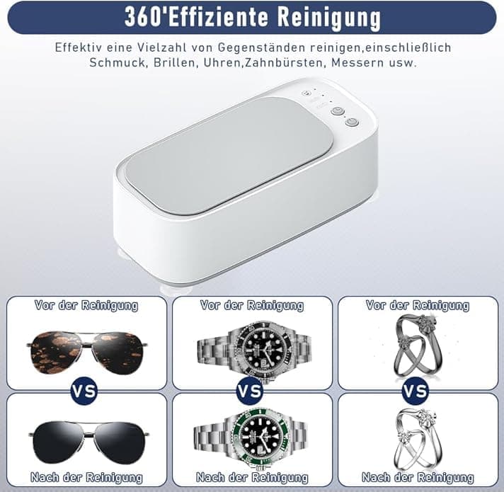 45000 Hz Ultrasonic Cleaner with 3 Cleaning Modes for Glasses Jewelry Dentures, Gray
