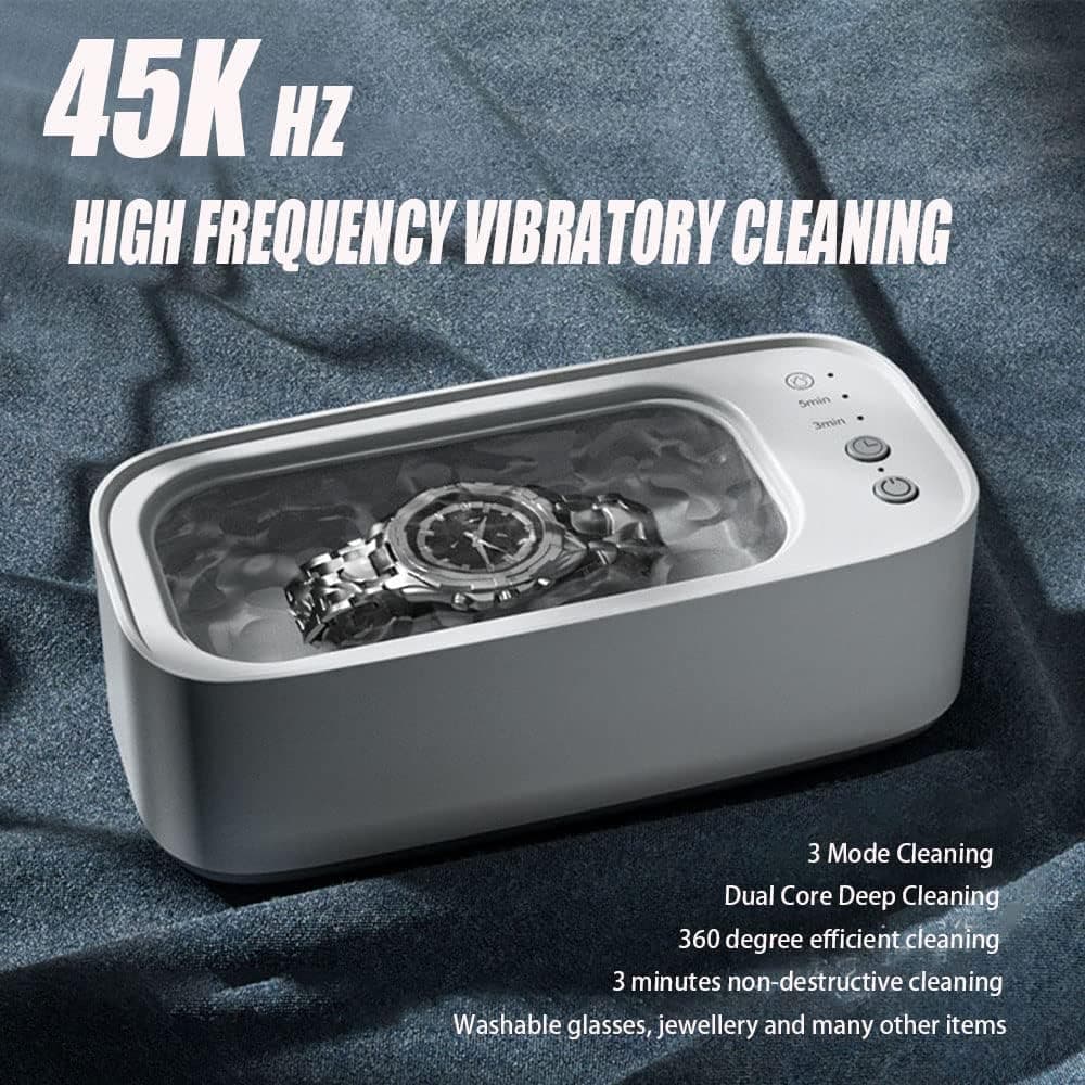45000 Hz Ultrasonic Cleaner with 3 Cleaning Modes for Glasses Jewelry Dentures, Gray