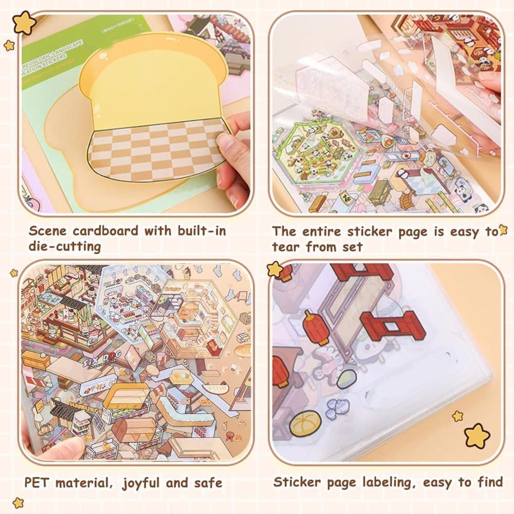 20-Pack DIY 3D House Stickers for Kids and Adults, Creative Relaxation with Tweezers