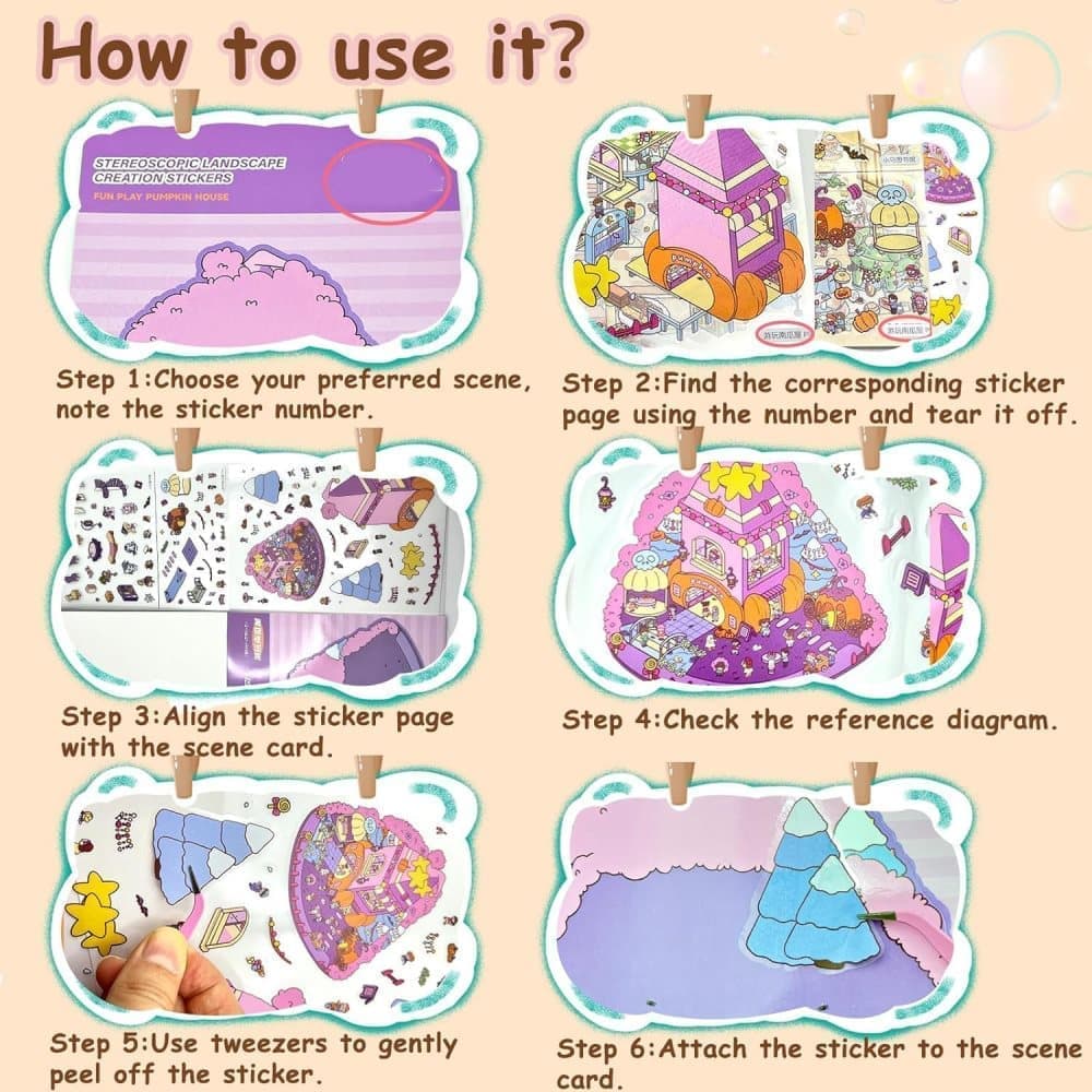 20-Pack DIY 3D House Stickers for Kids and Adults, Creative Relaxation with Tweezers