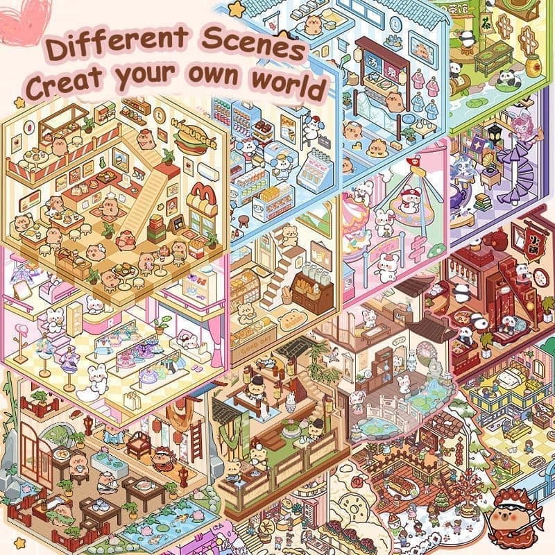 20-Pack DIY 3D House Stickers for Kids and Adults, Creative Relaxation with Tweezers