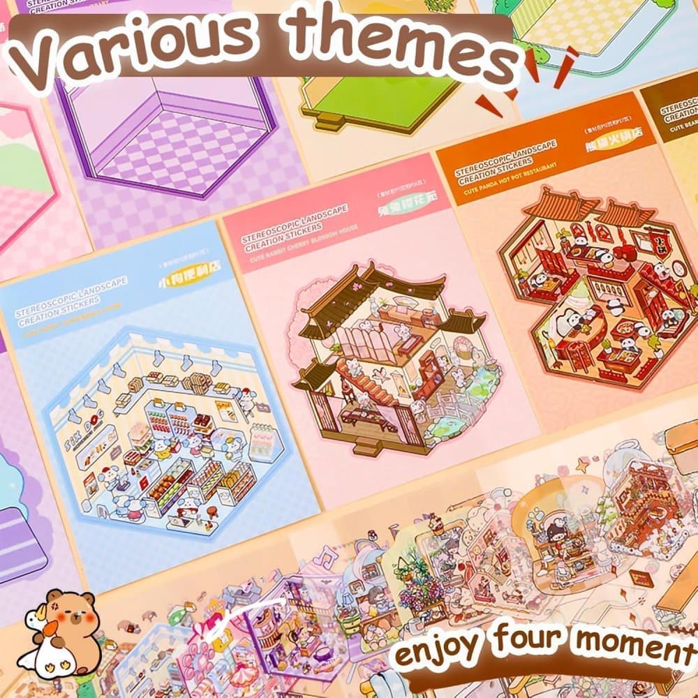 20-Pack DIY 3D House Stickers for Kids and Adults, Creative Relaxation with Tweezers
