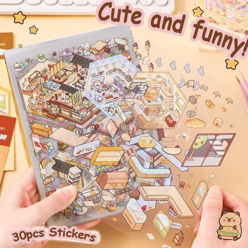 20-Pack DIY 3D House Stickers for Kids and Adults, Creative Relaxation with Tweezers
