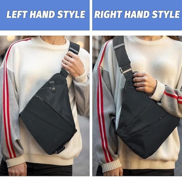 Anti-Theft Shoulder Bag Waterproof Unisex with Multiple Compartments for Sports Travel and Excursions, Black