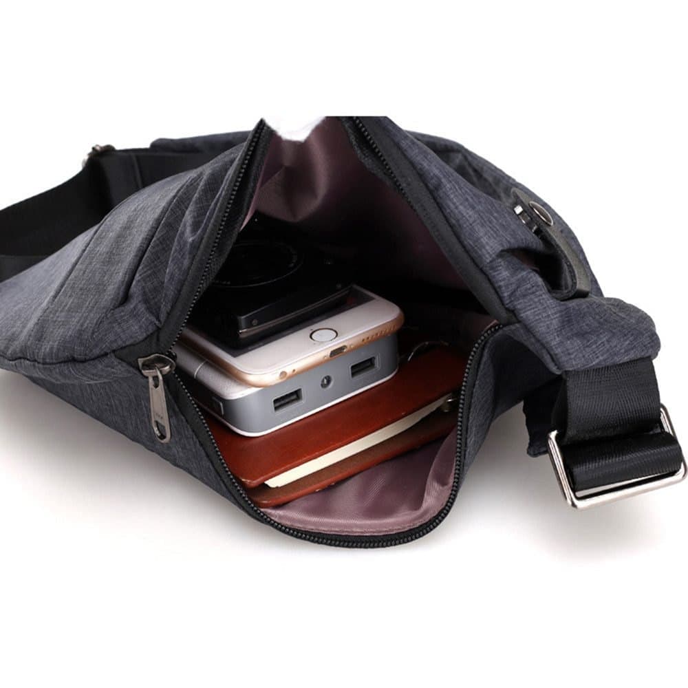 Anti-Theft Waterproof Shoulder Bag with Multiple Compartments, Unisex for Sports Travel, Gray, 1 Pack