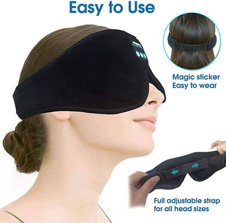 Bluetooth Sleep Headband with Eye Mask, Stereo Music for Sleeping and Relaxation, Pink