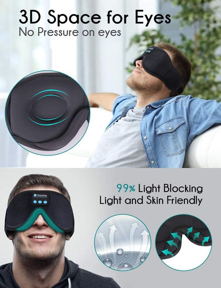 Bluetooth Sleep Headband with Eye Mask, Stereo Music for Sleeping and Relaxation, Pink