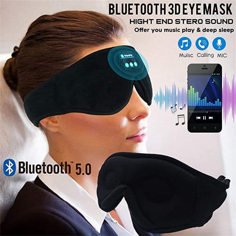 Bluetooth Sleep Headphones Headband with Eye Mask, Wireless Stereo Music for Sleep and Relaxation, Blue