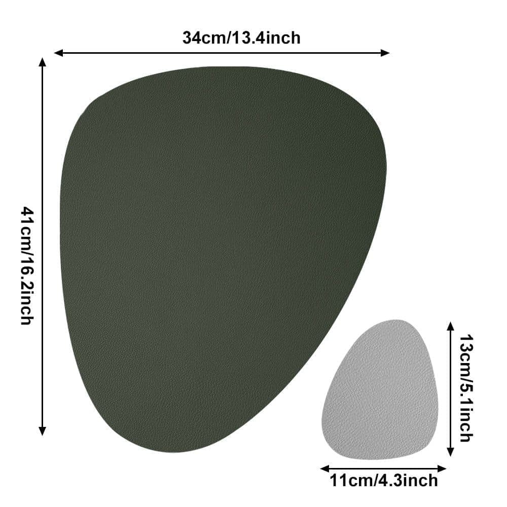 4-Pack Faux Leather Placemats Waterproof Non-Slip Easy-to-Dry Double-Sided, Green
