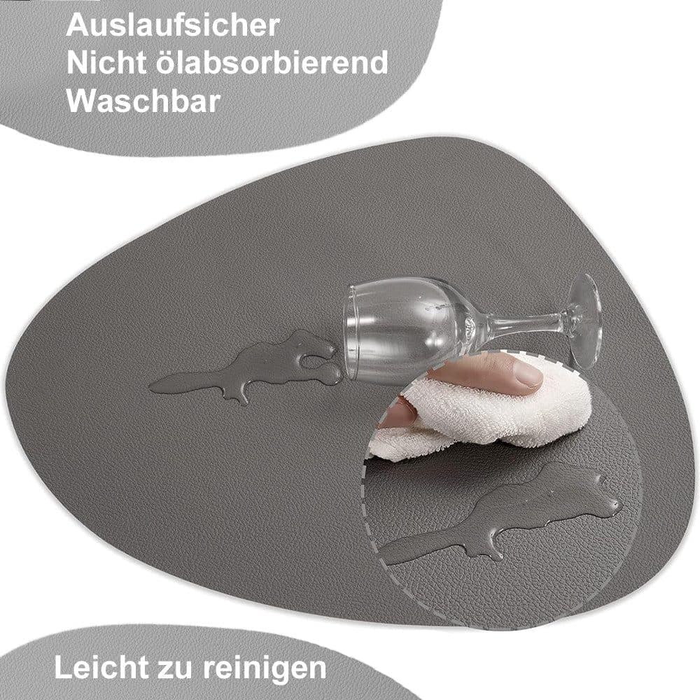4-Pack Faux Leather Placemats Waterproof Non-Slip Easy-to-Dry Double-Sided, Gray, 12x18 Inches