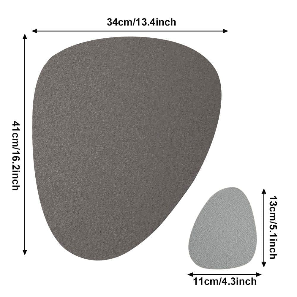 4-Pack Faux Leather Placemats Waterproof Non-Slip Easy-to-Dry Double-Sided, Gray, 12x18 Inches