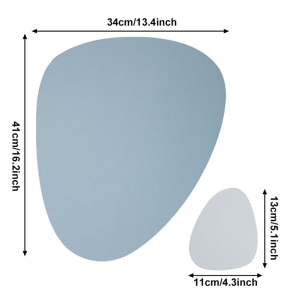 4-Pack Faux Leather Placemats Waterproof Non-Slip Easy-to-Dry Double-Sided, Blue