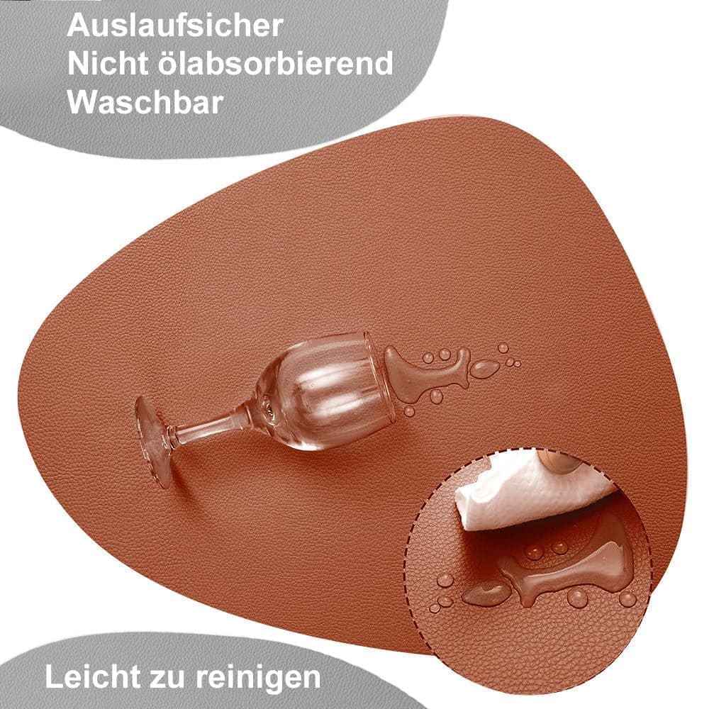 4-Pack Faux Leather Placemats Waterproof Non-Slip Easy-to-Dry Double-Sided, Brown