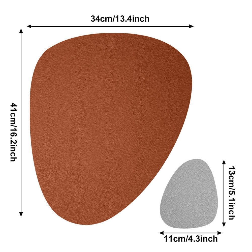 4-Pack Faux Leather Placemats Waterproof Non-Slip Easy-to-Dry Double-Sided, Brown