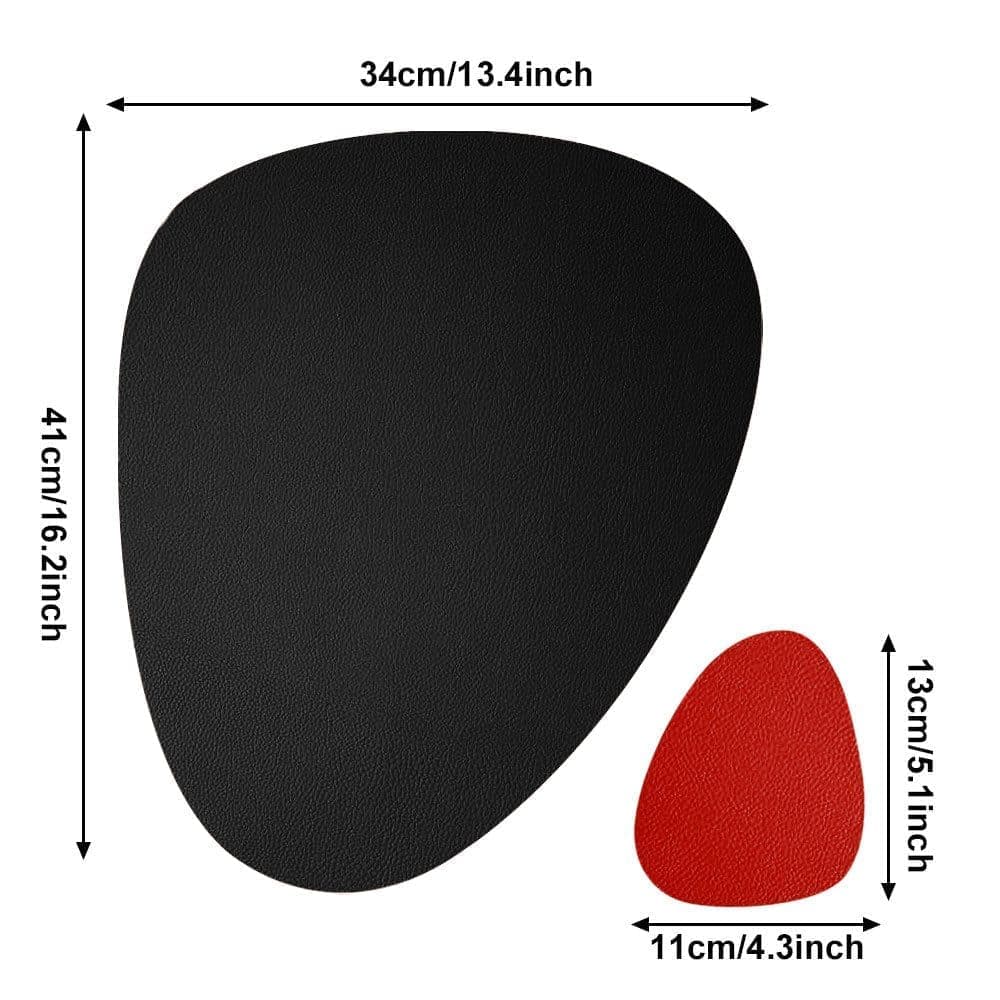4-Pack Faux Leather Placemats Waterproof Non-Slip Easy-to-Dry Double-Sided, Black, 12x18 Inches