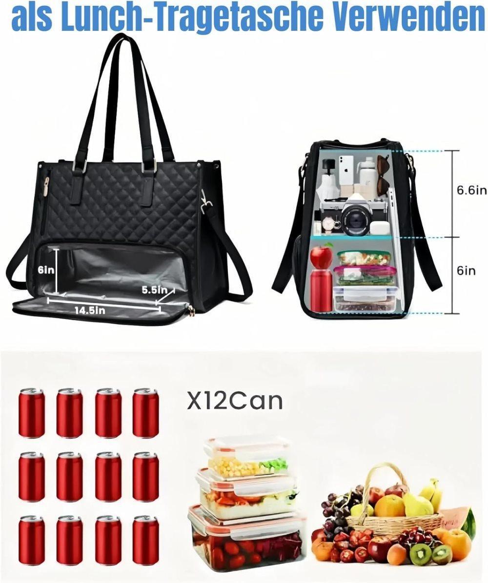 2-in-1 Insulated Leak-Proof Lunch Bag and Laptop Bag for Work, 15.6 inch, Red