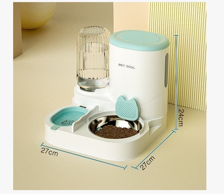 2-in-1 Automatic Cat Feeder and Water Dispenser for Pets, Compatible with Cats and Dogs, Blue