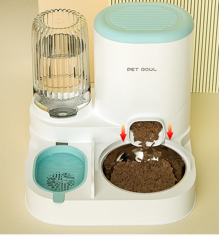 2-in-1 Automatic Cat Feeder and Water Dispenser for Pets, Compatible with Cats and Dogs, Blue