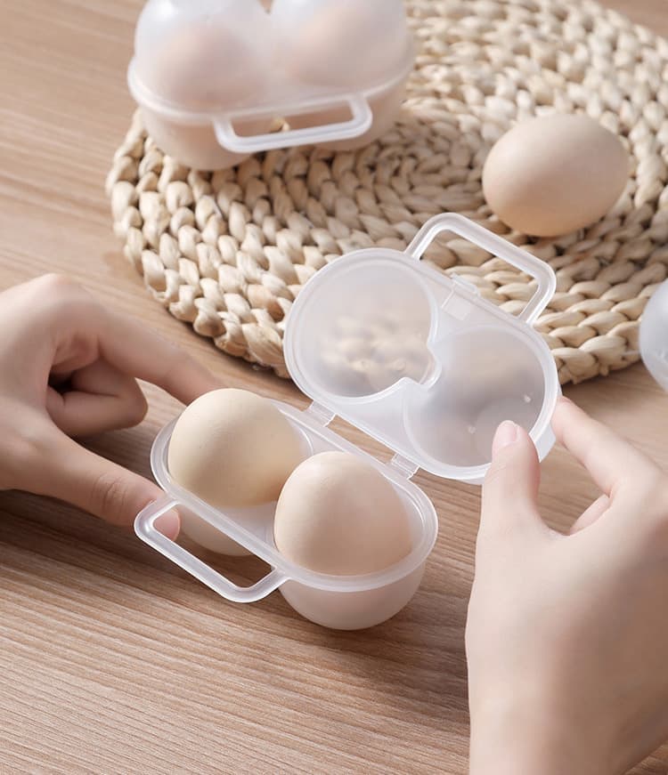 2-Pack Egg Storage Container with 2 Compartments, Portable PP Material for Picnics and Hiking