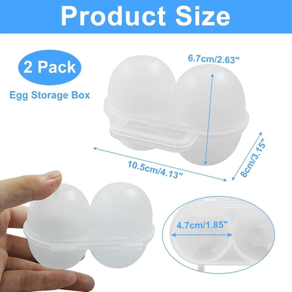 2-Pack Egg Storage Container with 2 Compartments, Portable PP Material for Picnics and Hiking