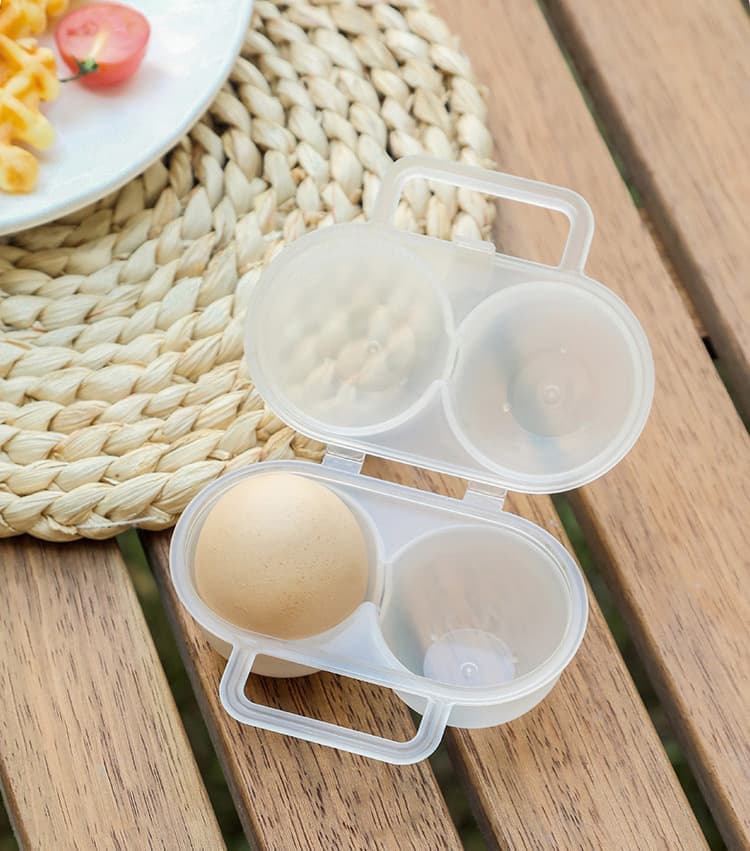 2-Pack Egg Storage Container with 2 Compartments, Portable PP Material for Picnics and Hiking