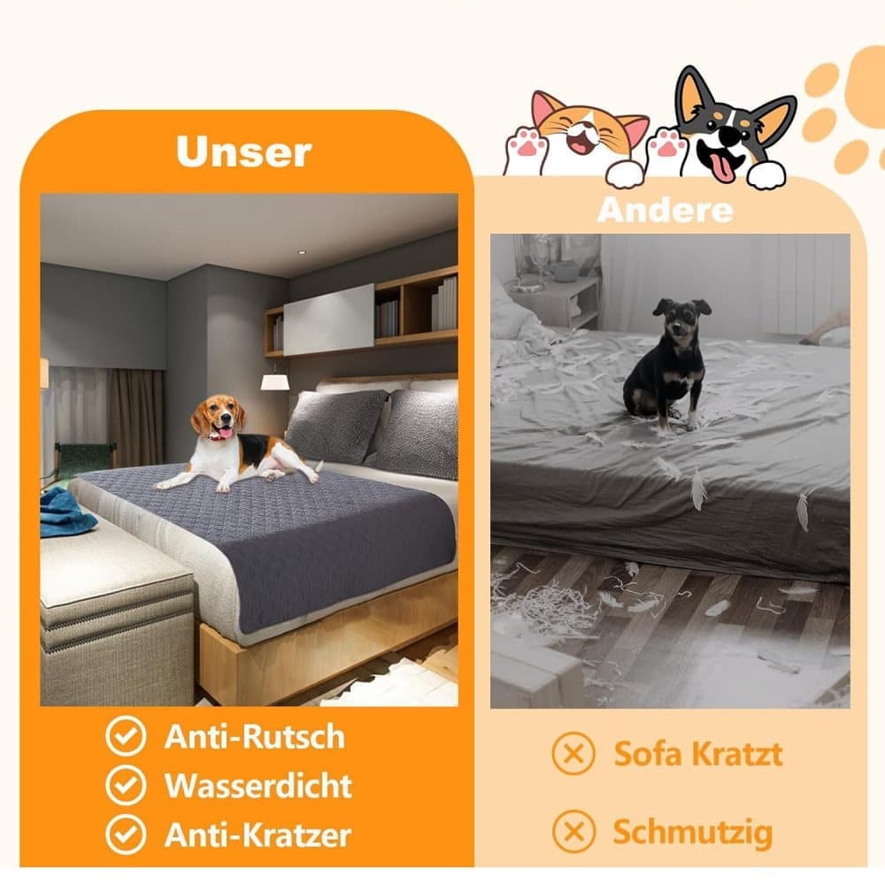 Waterproof Leakproof Double-Sided Dog Blanket Furniture Protector for Pets, 170x200cm
