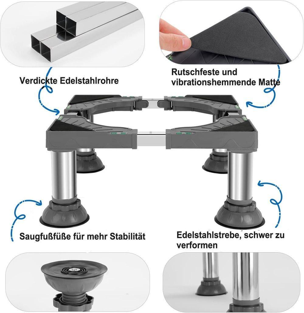 Washing machine base with vibration-damping legs, strong load-bearing, non-slip, practical, 21-24cm