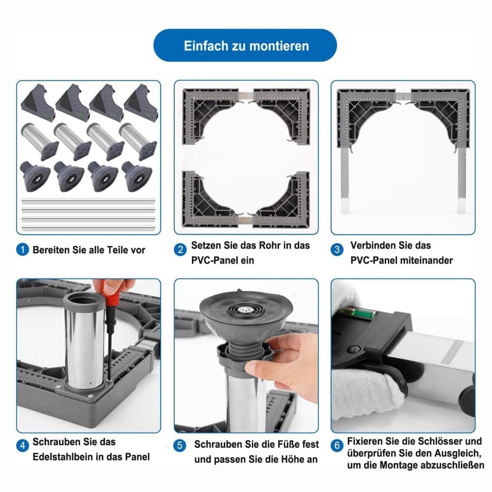 Washing machine base with vibration-damping legs, strong load-bearing, non-slip, practical, 21-24cm