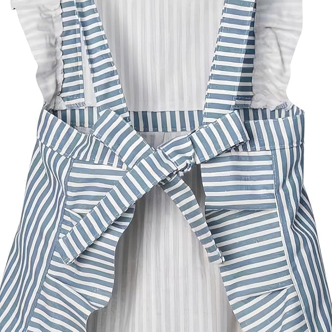 2-Pack Women's Cotton Linen Blend Kitchen Apron with Adjustable Straps and Lace Pocket, Pink
