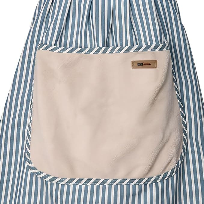 2-Pack Women's Cotton Linen Blend Kitchen Apron with Adjustable Straps and Lace Pocket, Pink