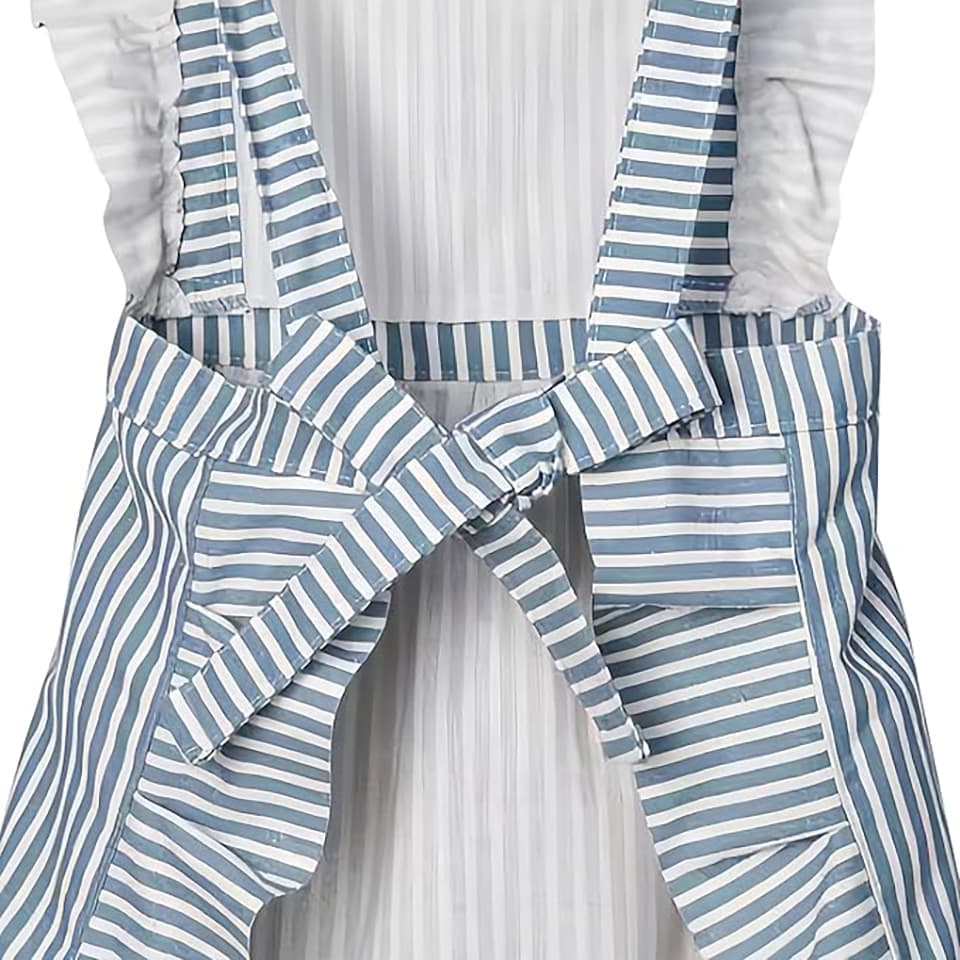 2-Pack Women's Kitchen Apron with Adjustable Straps, Cotton Linen Blend, Lace Pocket, Green